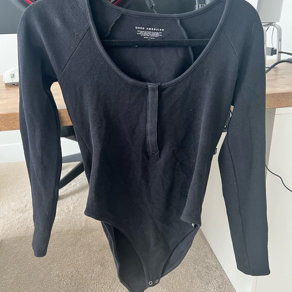 Good American Good Body Snap Henley Bodysuit